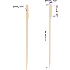 JOIKIT 300 Pcs 21cm Bamboo Paddle Skewers, 8 Inch Wooden Sticks Paddle, Natural Bamboo Barbecue Skewers for BBQ Grill, Vegetables, Meat, Fruits