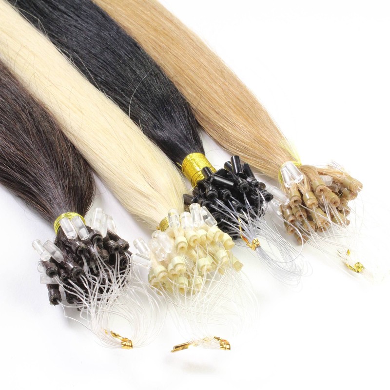 hair2heart Microring Extensions Echthaar glatt - 150 Strähnen 0.5g 60cm