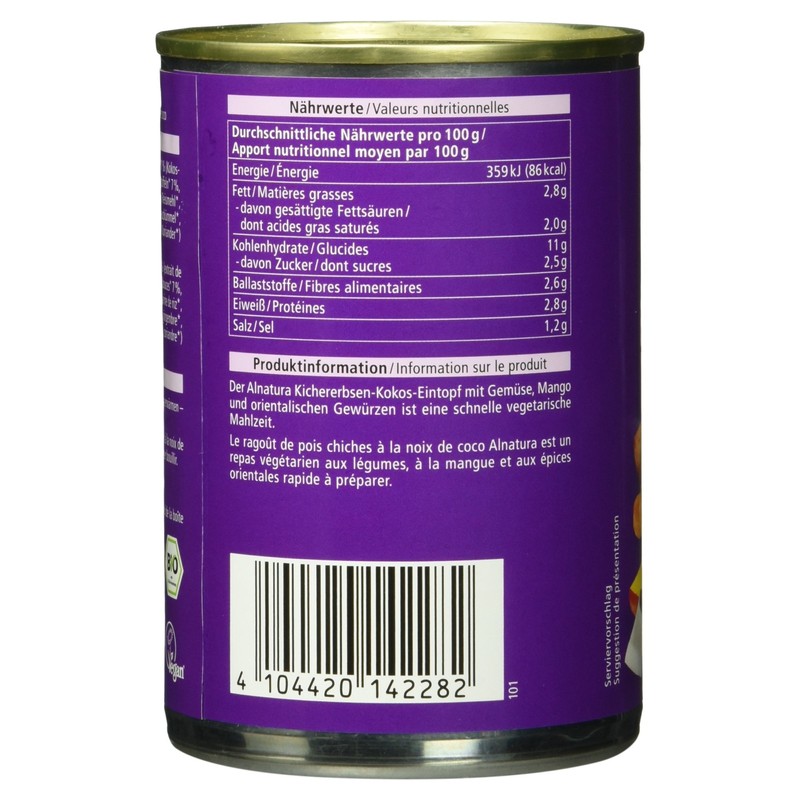 Alnatura Organic Chickpeas Coconut Stew, 400 g