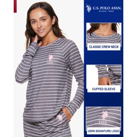 U.S. Polo Assn. Womens Pajama Sets, Lightweight Sweater Knit Pajama Sets for Women 2 Piece (Charcoal Heather, Medium)