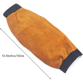 Brand: Jewboer Leather Welding Sleeves Heat Flame Resistant Arm Protection for 16.5", Brown