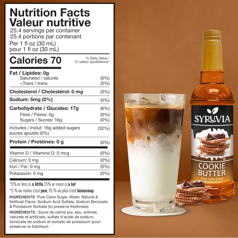 Syruvia Coffee Syrup, Cookie Butter Flavored Syrup for Drinks, Lattes,