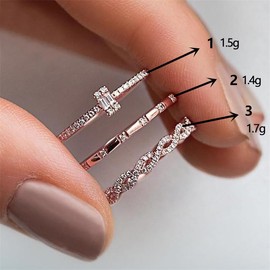 926 Silver Shiny Full Diamond Ring Joint Ring Rose Gold Set Ring Cubic Zirconia Cocktail Rings Crossover Finger Ring Men and Women ins Stackable Combo Ring Eternity Engagement Wedding Band Ring 7