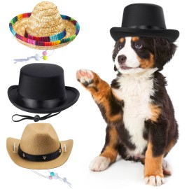 Yewong New Best 3 Pieces Pet Hat Formal Top Mexico Sombrero Cowboy Dog Cat Costume for
