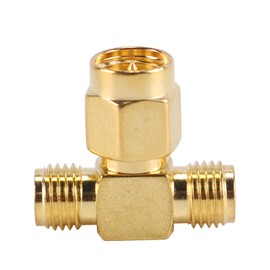 Gorise 2PCS SMA Male To Dual SMA Female Triple T RF Adapter Connector 3 Way T-type Splitter RF Adapter Coax Jack Connector Converter