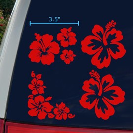 Hibiscus calcomanía 4 unidades, hawaiano hibisco flores calcomanías, hibiscus roj