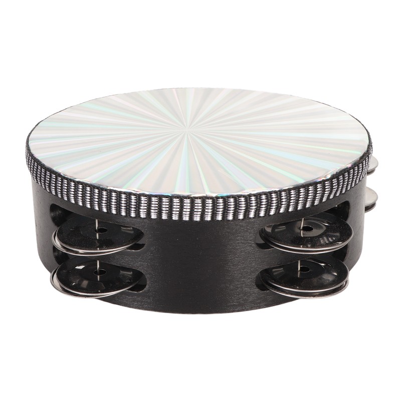 6 Inch Tambourines Double Row Melodious Polished Reflective Drum Hand