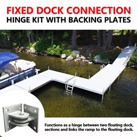 TBOAATIO Heavy-Duty T Style Dock Hinge Kit for Floating & Stationary Docks, Corner Hardware Brackets to Connect Ramp, Marine-Grade Boat Dock Hinges Parts (Type B-1pack(with 4 Screws/Nuts Sets))