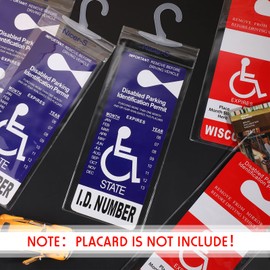 Pajean 6 Pieces Handicap Placard Holder for auto Ultra Transparent Disabled Parking Placard Protector PVC 11.8 x 5 Inch Handicapped Placard Holder Permit Protective Cover with Large Hanger