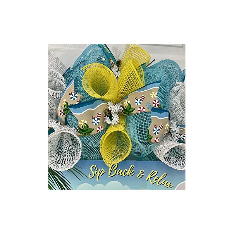 Sip Back And Relax Handmade Deco Mesh Summer Wreath