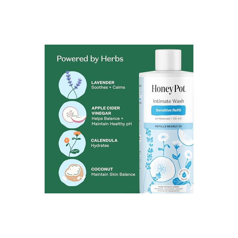 The Honey Pot Company Lavado Femenino Infundido Base Hierbas Tipos