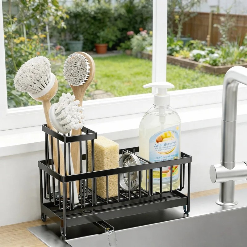 LuxeSilk Kitchen Sink Sponge Holder Stainless – Durable Space-Saving Construction