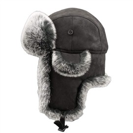Insun Unisex Suede Aviator Trapper Trooper Pilot Ski Hat Windproof Faux Fur Earflap Cap Black Medium