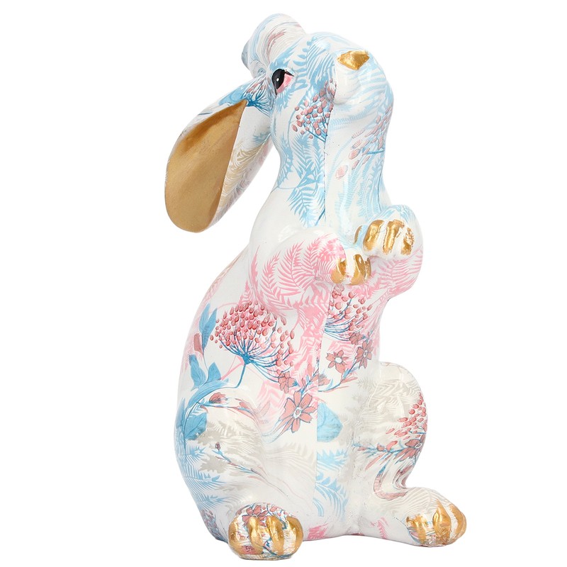 Rabbit Statue Nordic Style Handcrafted Painted Resin Rabbit Desktop Ornament