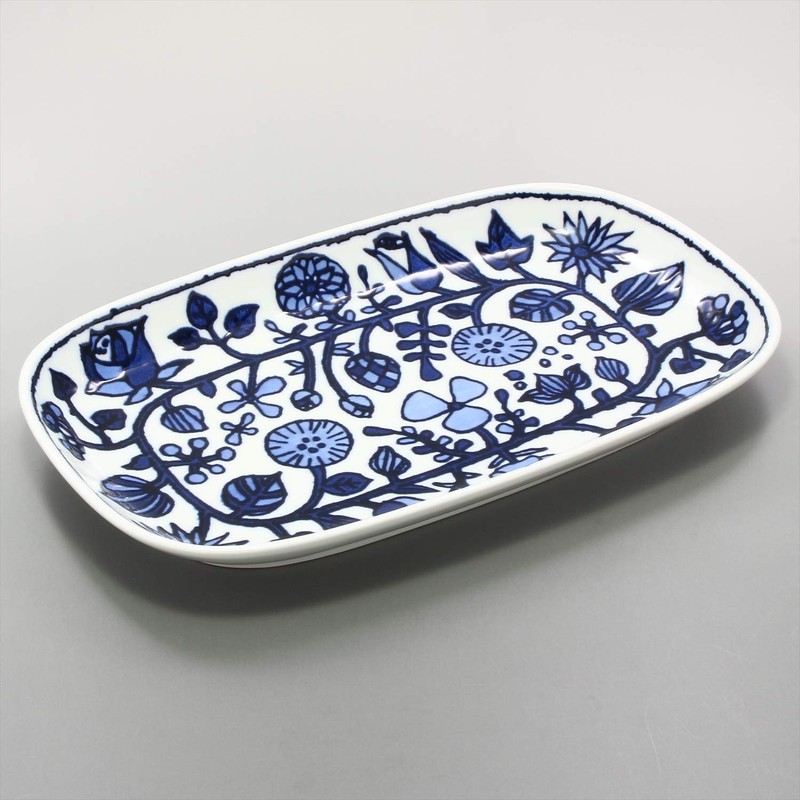 Hama Pottery Flower Parade Long Plate (White) 15-11