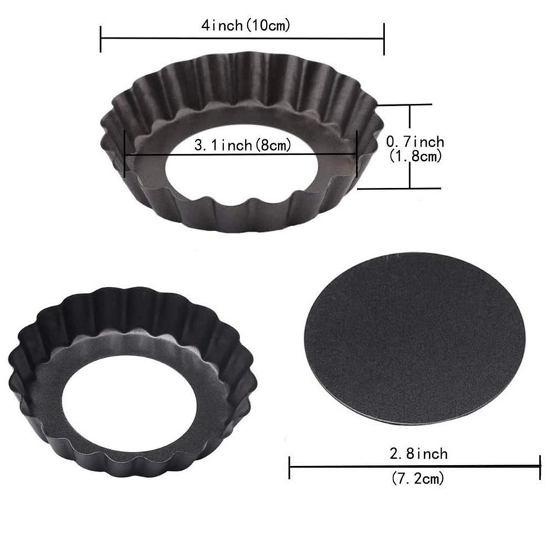 Emwel Tart Tins 6 Packs Tart Pans 4 inch Removable
