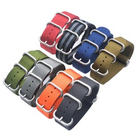 ArtStyle Watch Band with 1.5mm Thickness Quality Nylon Strap and Heavy Duty Brushed Buckle (Red, 18mm)