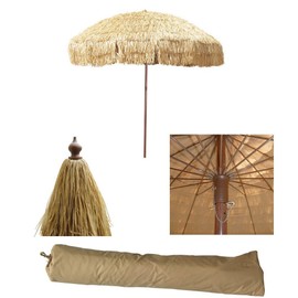 Bayside21 8 FT Tiki Umbrella Thatch Patio Umbrella Hawaiian Style Sunshade Aluminum Pole 16 Ribs UPF 50+ (8ft, Natural1)