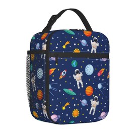 Wyayazh Astronaut Lunch Bag Insulated Lunch Box Portable Mini Cooler Reusable Large Planet Lunch Tote For Boys, Girls