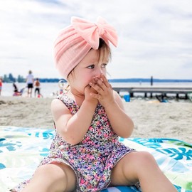 DRESHOW Pack of 5 Baby Turban Hats Turban Bun Knot Baby Infant Beanie Baby Girl Soft Cute Toddler Hat, 5 pack bow set40-23