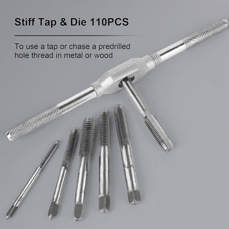 FAHKNS Metric Tap and Die Set 110 PCS M2-M18 Rethreading