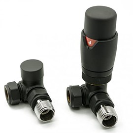 Noir Black Corner Thermostatic Radiator Valves - Energy Saving