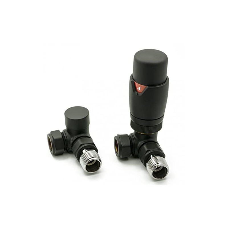 Noir Black Corner Thermostatic Radiator Valves - Energy Saving