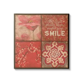 Stupell Industries Make You Smile Phrase Vintage Red Parisian Patterns, Designed by Stephanie Workman Marrott Canvas Wall Art, 24 x 24, Beige