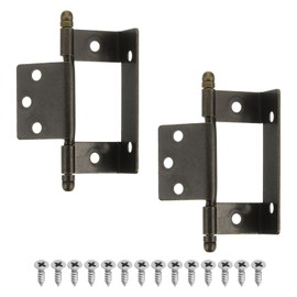 sourcing map 2Pcs Cabinet Hinges Full Inset, 3.4x0.6Inch Partial Wrap Long Axis Tip Hinge Vintage Semi-Wraparound Cover Cabinet Furniture Hinge with Screws with Screws, Bronze
