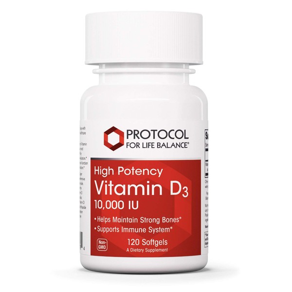 Protocol Vitamin D3 10,000 IU - Immune Support, Healthy Bones and Teeth - 120 Softgels