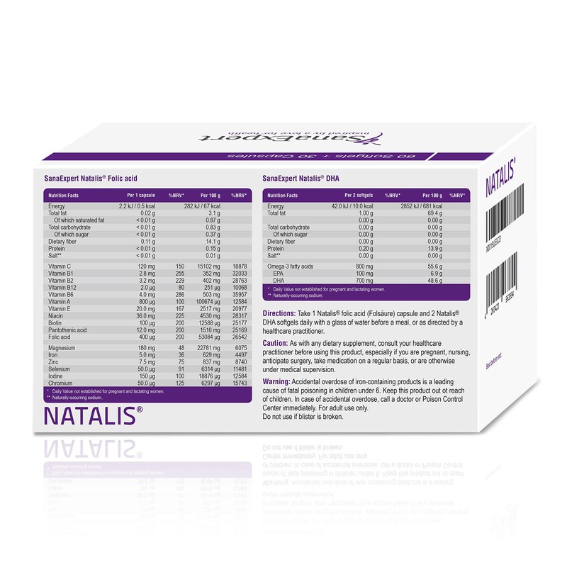 SanaExpert Natalis Vitamins for Pregnancy with 700 mcg DHA Omega-3