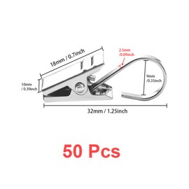 UMCHU Pack of 50 430 Stainless Steel Clips, Hooks for Curtains, Metal Clip for Shower Curtains, Hanging Fairy Lights, Curtains, Photos, Home Decoration
