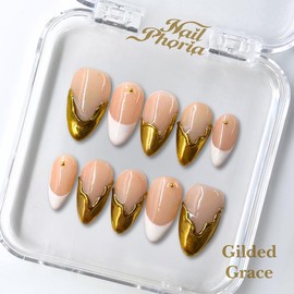NailPhoria｜SURPRISE DEAL Collections (70 Styles) acrylic press nails:_Gilded Grace_S