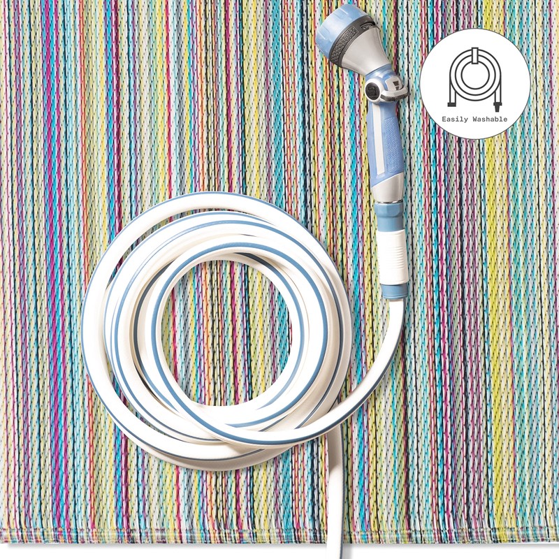 Fab Habitat Striped Outdoor Rug - Waterproof, Fade Resistant, Crease-Free,