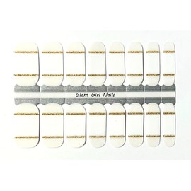 Glam Girl Nails White and Gold French Manicure Nail Polish Strips Nail Sticker Decal