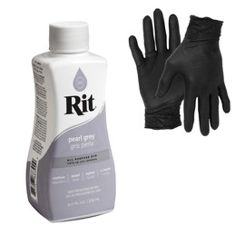 Dye – Rit Liquid Fabric Dye for Crafting, Clothing, and Décor – 8 oz. Bottle – with Artisx Nitrile Gloves Included (Pearl Grey)