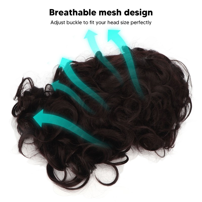 Men Short Black Wigs Soft Texture Breathable Adjust Net Firmly