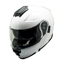 1Storm Motorcycle Helmet Street Bike Modular Flip up Dual Visor Sun Shield Full Face HJK920: Glossy White