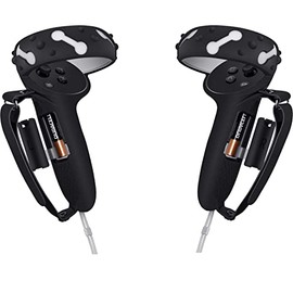 Controller Grips Cover for Oculus Quest 2,Anti-Throw Strap with Battery Opening,Extended Controller Grips Covers Suitable for Large Hands(Black)