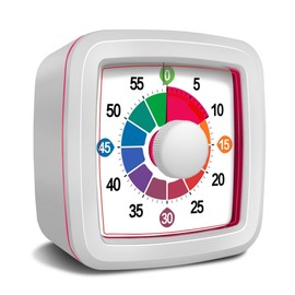 Visual Timer for Kids, 60-Minute Countdown Timer for Classroom Office Kitchen, Pomodoro Timer with Silent Operation，Time Management Tools with Colorful Pattern(White)