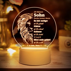Vetbuosa Sohn Geschenke von Mama, Graviertes Acryl Nachtlicht, Geburtstagsgeschenke für Sohn, Geschenke für Sohn von Mama [Energieklasse F]