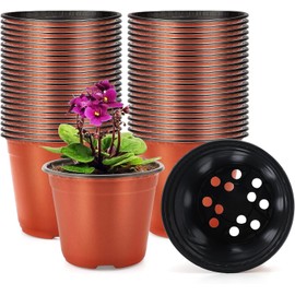Ukipos Set de 100 Macetas de Plástico para Semillas, Plantas y Flores, Contenedor de Plantas con Agujeros de Drenaje, Macetas de jardín para Suculentas, Macetas de Cultivo de Semillas (6")