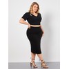 BEAUDRM Women's Plus Size High Waisted Bodycon Skirt Basic Pencil