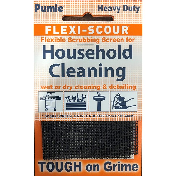 Pumie Flexi-Scour, 1 Pack, Flexible Scrubbing Screen for Household Cleaning, Flex 48, 5.5" x 4", Abrasive Grit Cleaning Screen, Clean Grills, Remove Carbon, Rust and Scale, Pack of 1