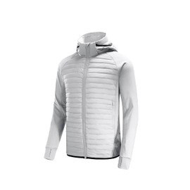baleaf Men's Running Jacket Lightweight Thumble Hole Warm Up Puffer Jacket Hybrid Thermal Coat Insulated Hiking Golf Glacier Gray S