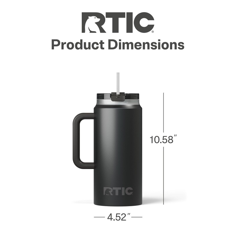 RTIC 64 oz Ceramic Lined Insulated Road Trip Tumbler, Leak-Resistant