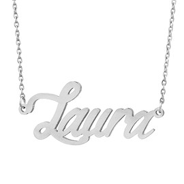 AOLO Stainless Steel Name Necklace Small Laura Character Pendants, Laura