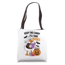 Keep The Candy I'll Take Books Duck Skeleton Tote Bag