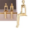 Gold Decor Sitting Statue Resin Collectible Abstract Art Sculpture Desk