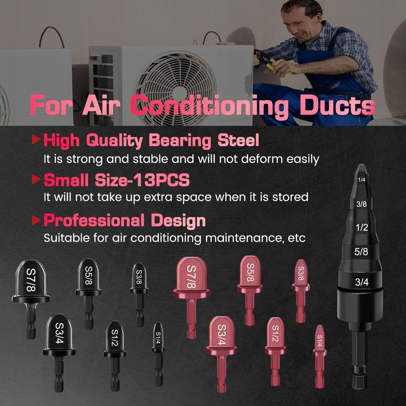 13PCS Copper Flaring Tool Pipe Expander with 5 in 1